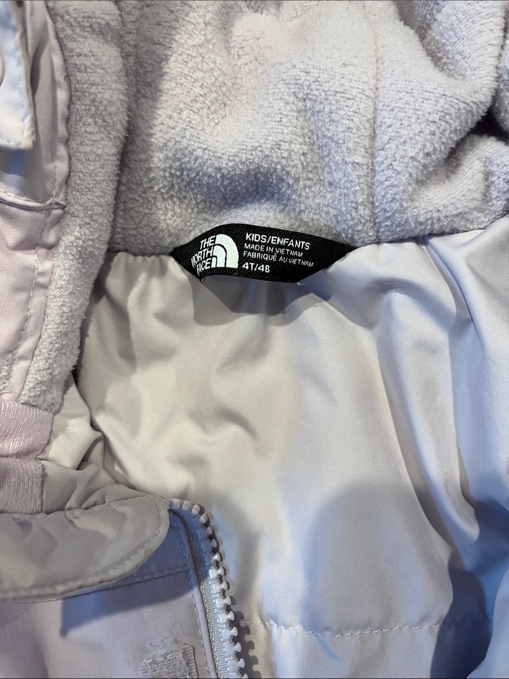 The North Face Lilac Hooded Insulated Kids Puffer Coat with Faux-Fur Trim - Picture 4 of 5
